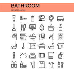 Bathroom Icons Set. UI Pixel Perfect Well-crafted Vector Thin Line Icons. The illustrations are a vector.