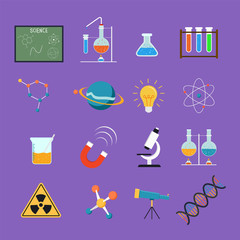 Science lab icon set for education concept