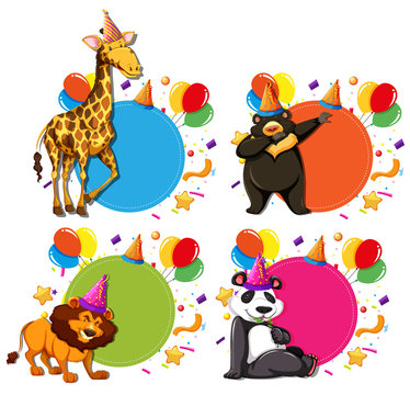 Set of animal celebration concepts