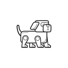 Robotic dog hand drawn outline doodle icon
