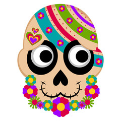 Mexican colored floral skull. Vector illustration design