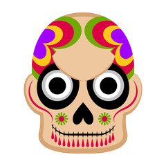 Happy colored mexican skull. Vector illustration design