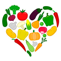 vegetables heart, vegetables set