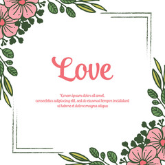 Obraz premium Vector illustration pink flowers with beautiful green leaves hand drawn