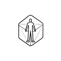 Person in virtual reality hand drawn outline doodle icon