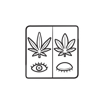Cannabis sativa and cannabis indica for day and night use hand drawn outline doodle icon