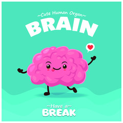 Vintage internal body organ poster design with intestines vector character.