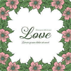 Vector illustration very beautiful flowers and green leaves hand drawn