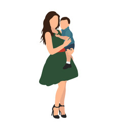 flat style, without a face, mom with children