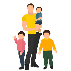 Obraz premium vector, isolated, flat style, no face, father with children