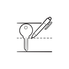 Keyword writing hand drawn outline doodle icon.