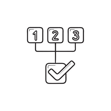 Scheme With Three Steps Hand Drawn Outline Doodle Icon