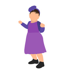 isolated, flat style, no face, child girl