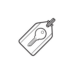 Key on tag hand drawn outline doodle icon