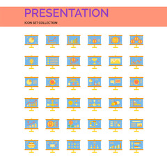 Presentation Icons Set. UI Pixel Perfect Well-crafted Vector Thin Line Icons. The illustrations are a vector.