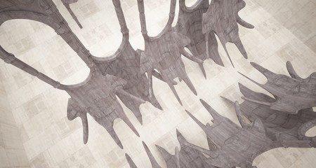 Abstract  concrete gothic interior. 3D illustration and rendering.