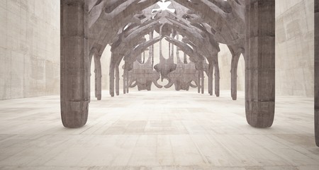 Abstract  concrete gothic interior. 3D illustration and rendering.