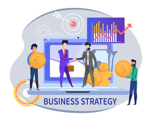 Flat Banner Business Strategy on White Background