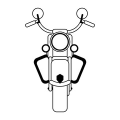 Classic retro motorcycle frontview black and white