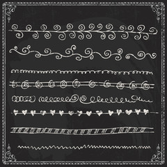 Hand drawn border lines set on blackboard