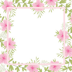 flowers with leaves with frame isolated icon