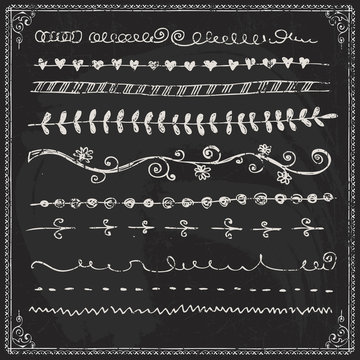 Hand drawn border lines set on blackboard