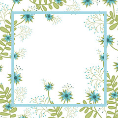 Fototapeta na wymiar flowers with leaves with frame isolated icon