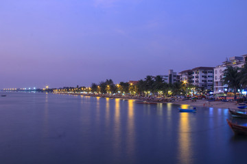 city sea at night