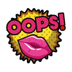 female lips with speech bubble isolated icon