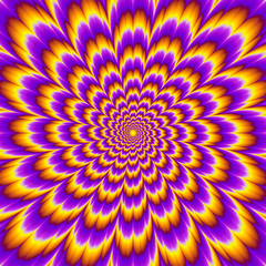 Pulsing fiery flower. Optical expansion illusion.