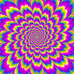 Rainbow flower blossom. Motion illusion.