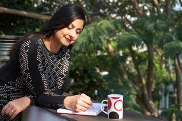 Business lady checking planner