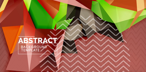 Vector triangular 3d geometric shapes background, modern poster design