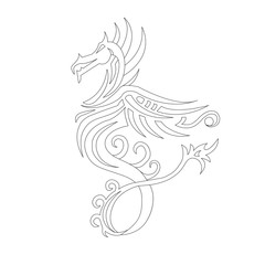 Dragon tattoo or emblem Traditional Chinese Asian style. The symbol of wealth and luxury vector illustration