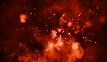 Fototapeta na wymiar Fire particles isolated on background . Smoke fog mist texture overlays