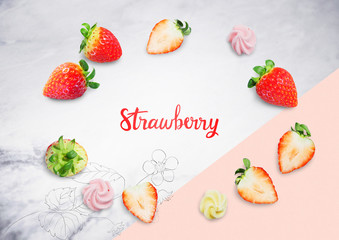 Colorful background with strawberries.