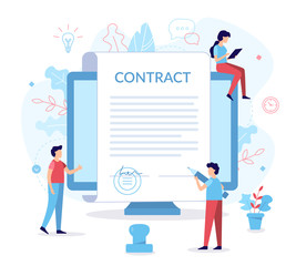 Signing contract flat illustration