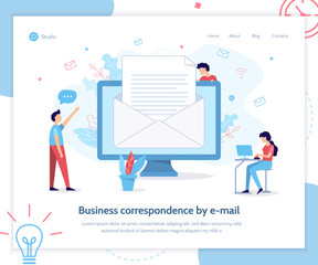 Send email flat illustrationLanding page template. Business concept. Flat vector illustration.