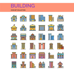 Building Icons Set. UI Pixel Perfect Well-crafted Vector Thin Line Icons. The illustrations are a vector.