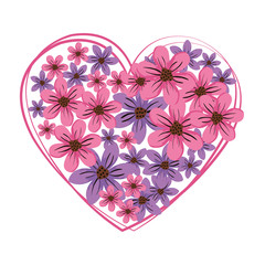 heart love with floral pattern valentines card