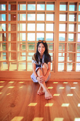 Woman in japanese wooden room