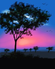 Fototapeta na wymiar Sunsets digital painting 
