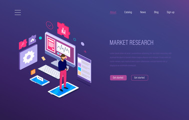 Market research. Analysis, growth chart, research statistic, strategic financial planning.