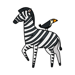 african zebra with toucan wild characters