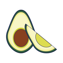 Avocado vegetables food blue lines