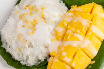 mango and sticky rice or Sweet mango mix with coconut milk