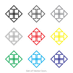 Arrow Set icons with nine Color Variations of flat style. Vector illustration.