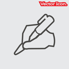 hand writing icon isolated sign symbol and flat style for app, web and digital design. Vector illustration.
