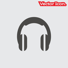 headphones icon isolated sign symbol and flat style for app, web and digital design. Vector illustration.