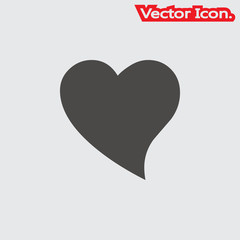 Heart icon isolated sign symbol and flat style for app, web and digital design. Vector illustration.
